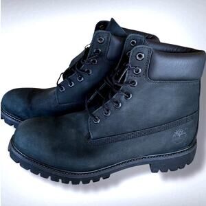 MEN'S 11 TIMBERLAND Timberland Men's 6-Inch Black Nubuck Waterproof Boots EUC